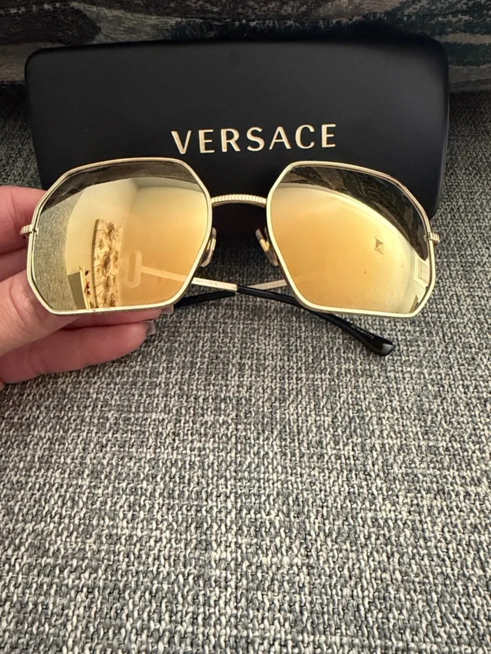 Versace Black Eyewear Case with Gold Logo